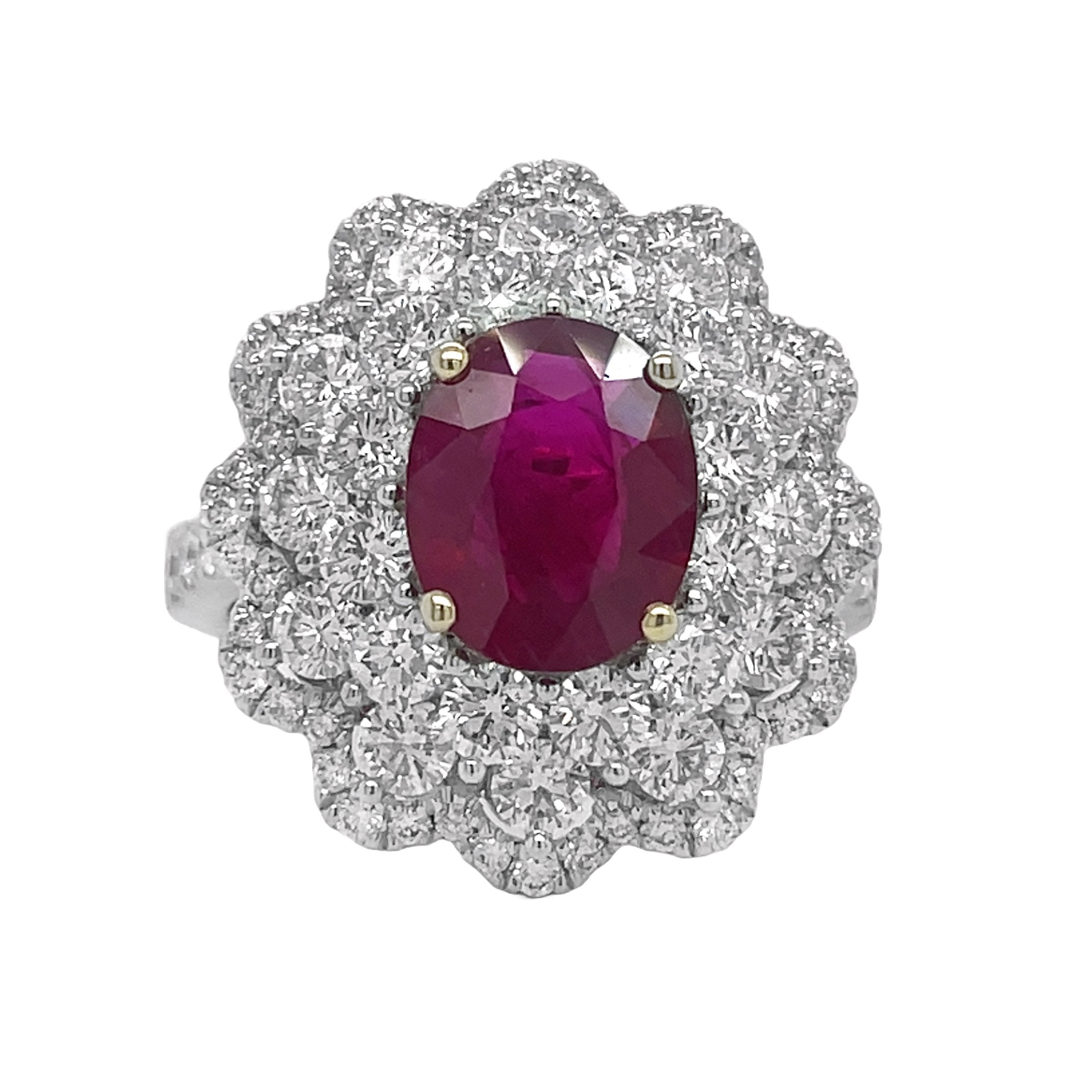 18kt White Gold Diamond And Ruby Ring
