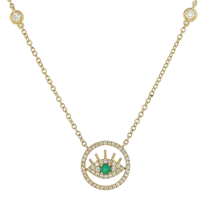 18kt Yellow Gold Diamond And Emerald Pendant