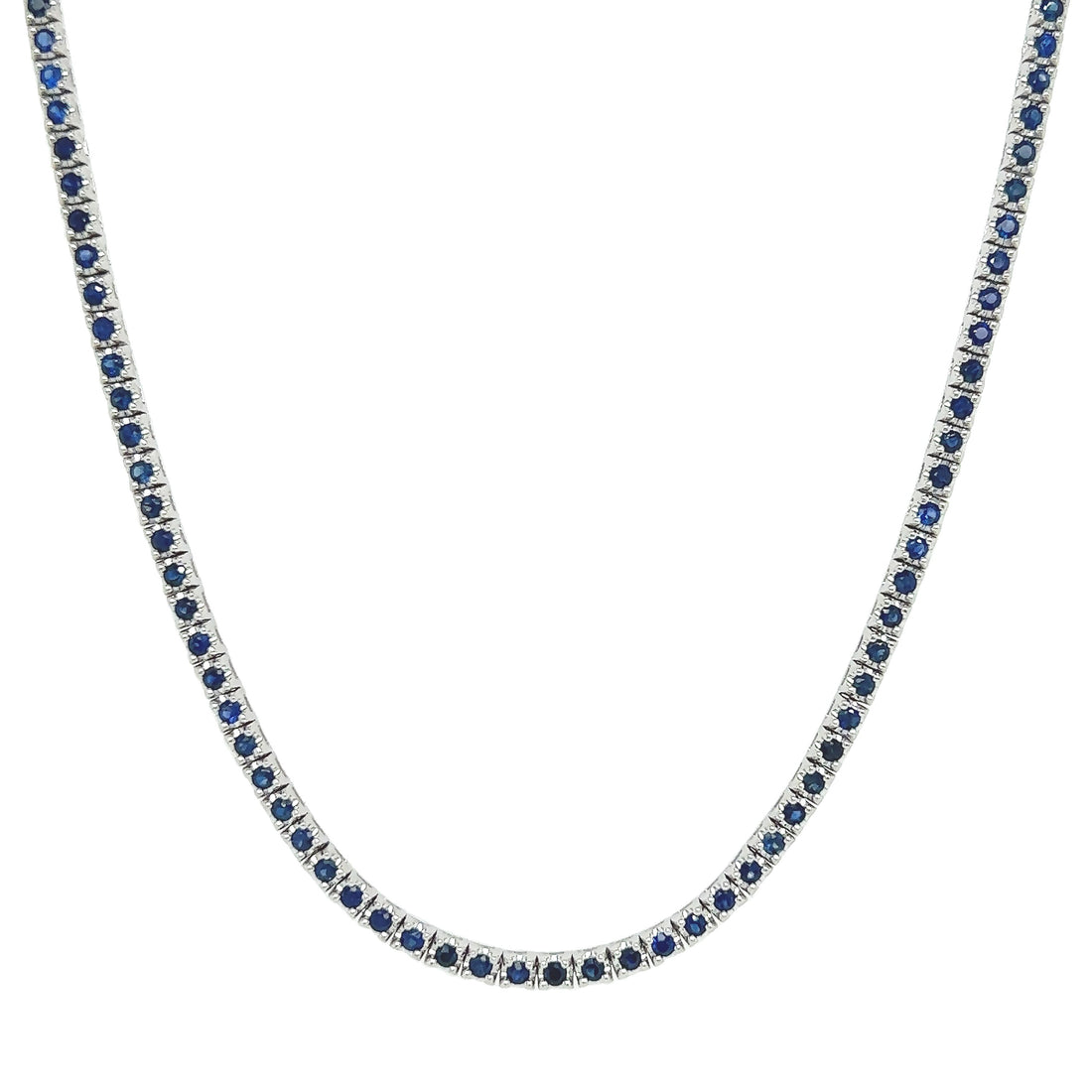 18kt White Gold Diamond and Sapphire Necklace