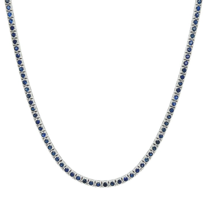 18kt White Gold Diamond and Sapphire Necklace