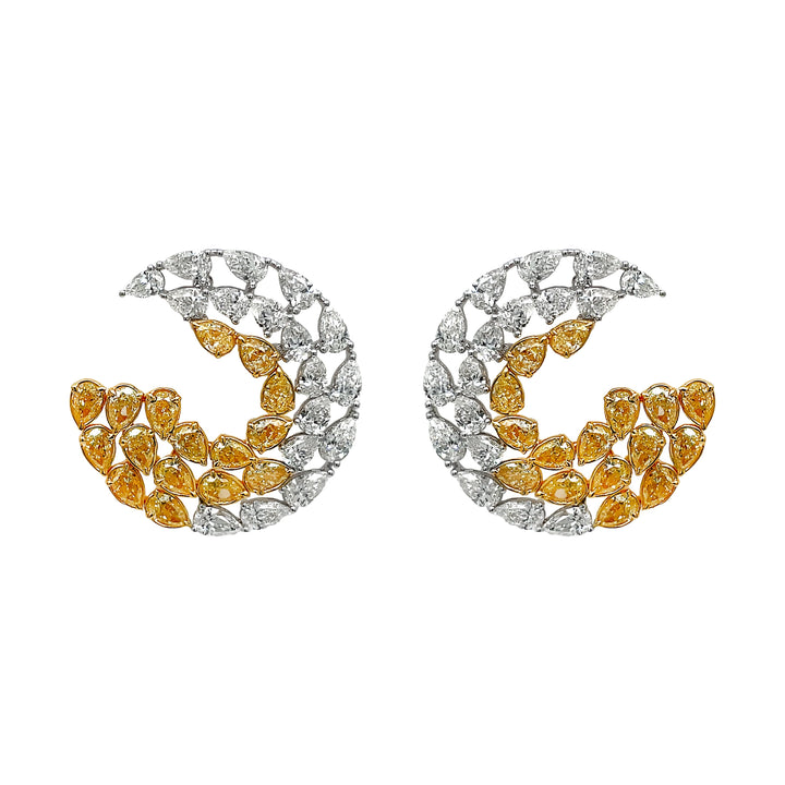 18kt White And Yellow Gold Diamond Earrings