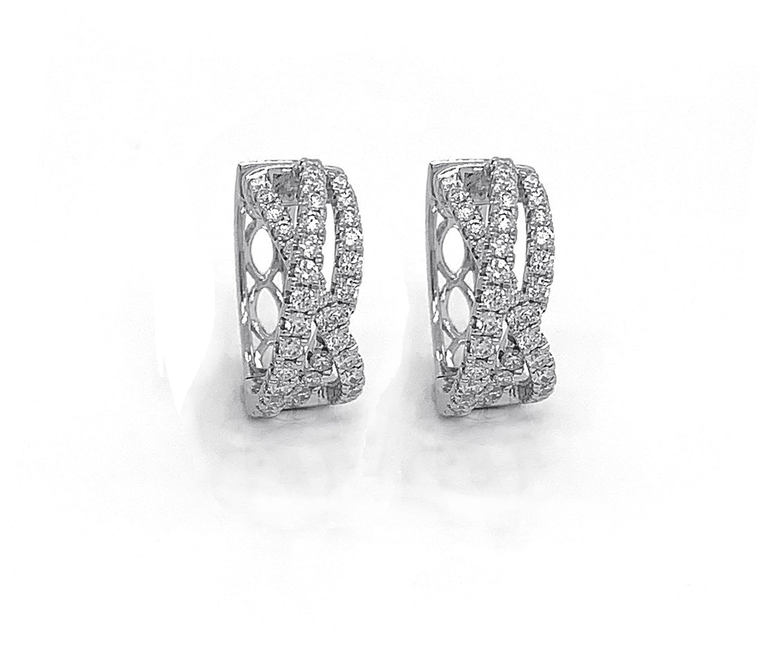 18kt White Gold Diamond Huggie Earrings
