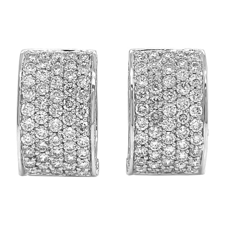18kt White Gold Diamond Huggie Earrings.