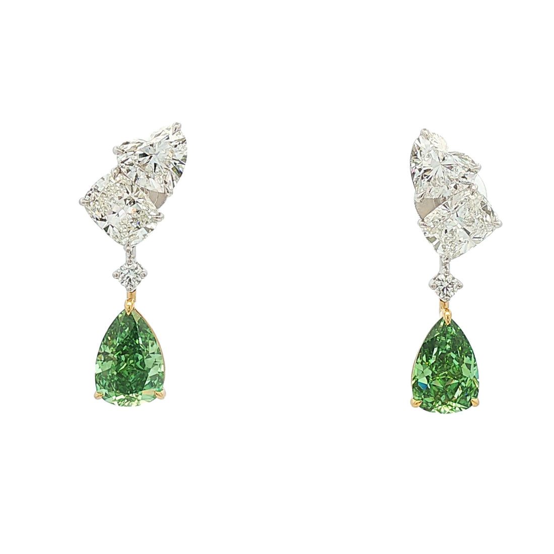 18kt White And Yellow Gold Lab Diamond Dangling Earring