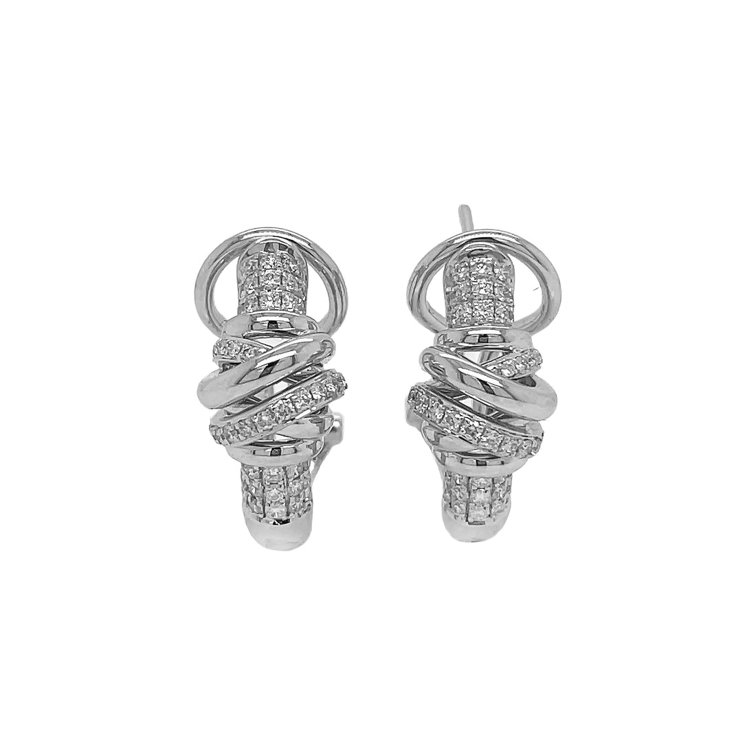 18kt White Gold Diamond Criss-cross Earrings