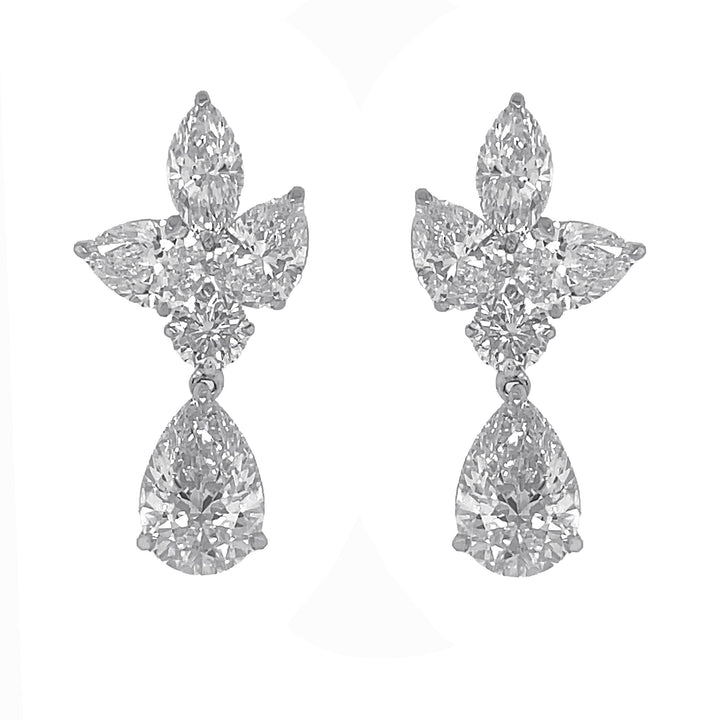 18kt White Gold Lab Diamond Dangling Earrings
