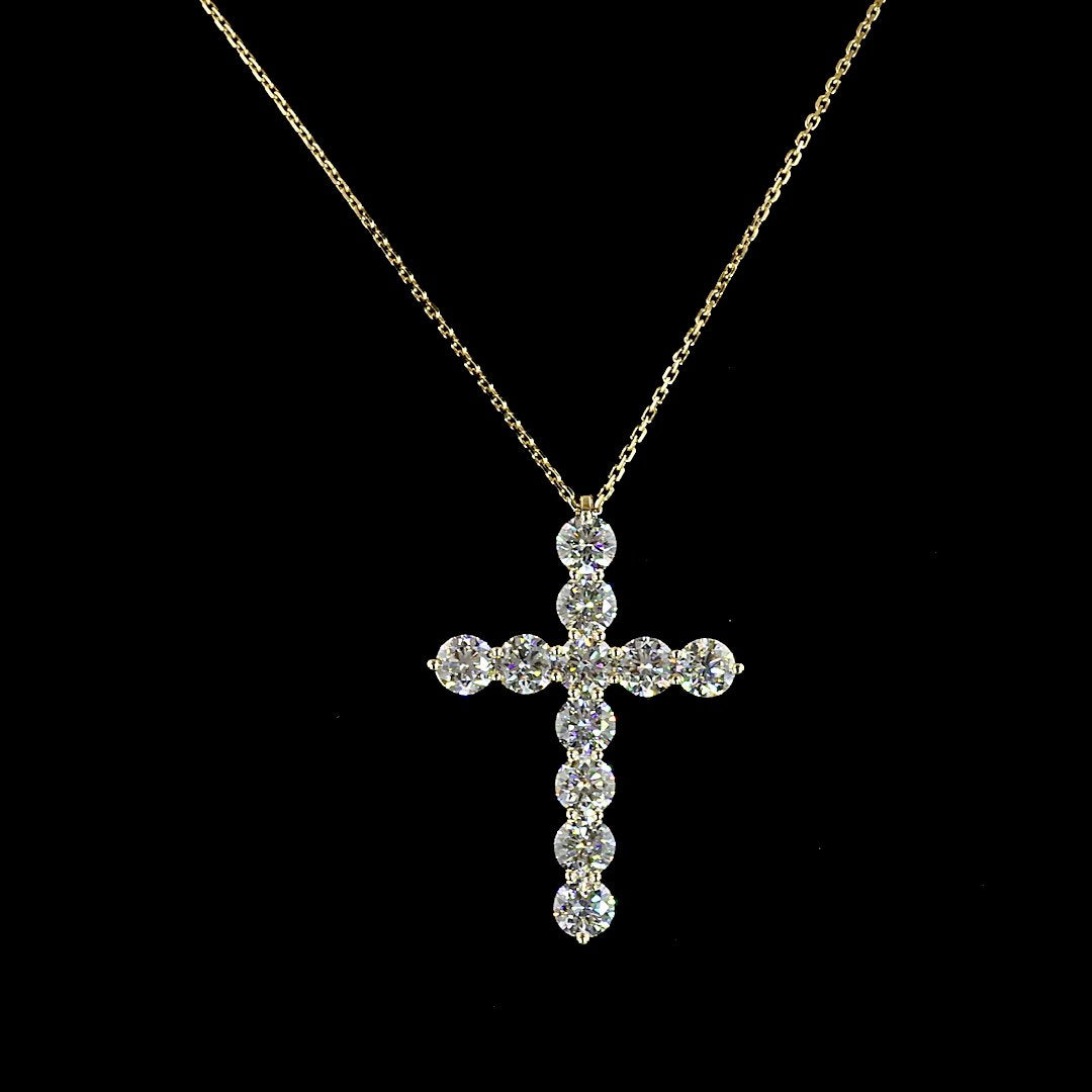 14kt Yellow Gold Lab Diamond Cross Pendant
