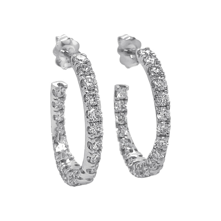 14kt White Gold Lab Diamond Inside-out Hoops