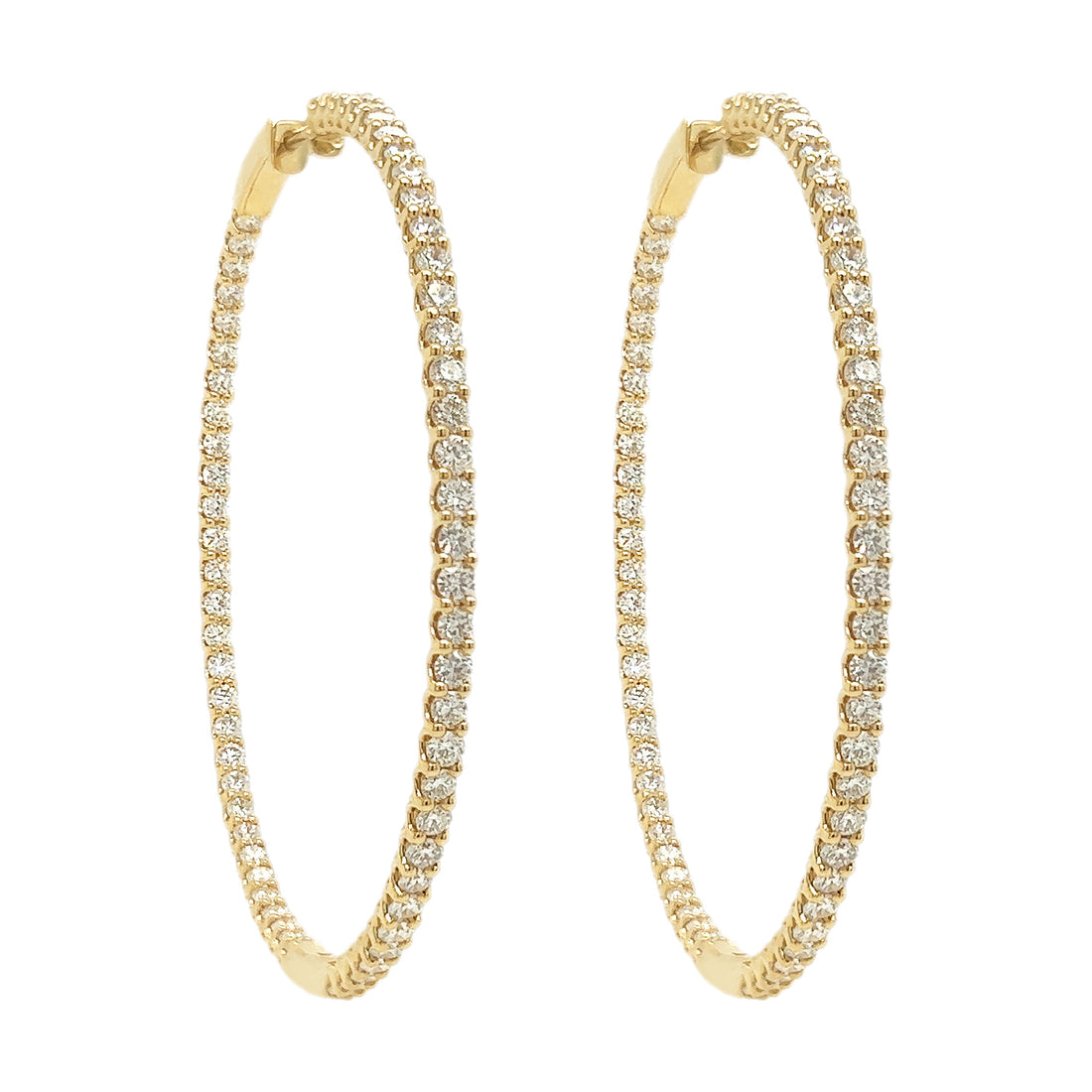 18kt Yellow Gold Diamond Hoops
