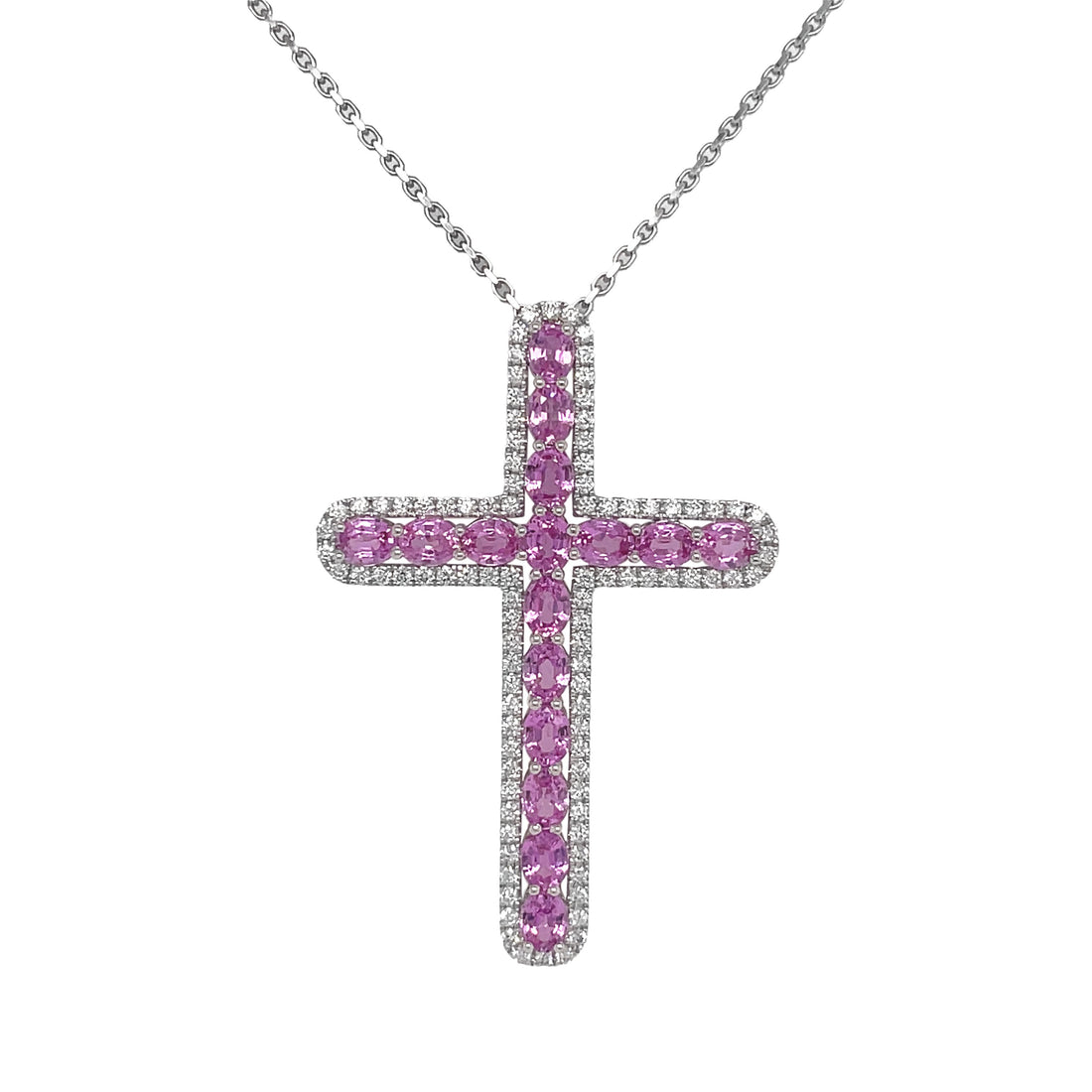 18Kt White Gold Diamond & Sapphire Pendant