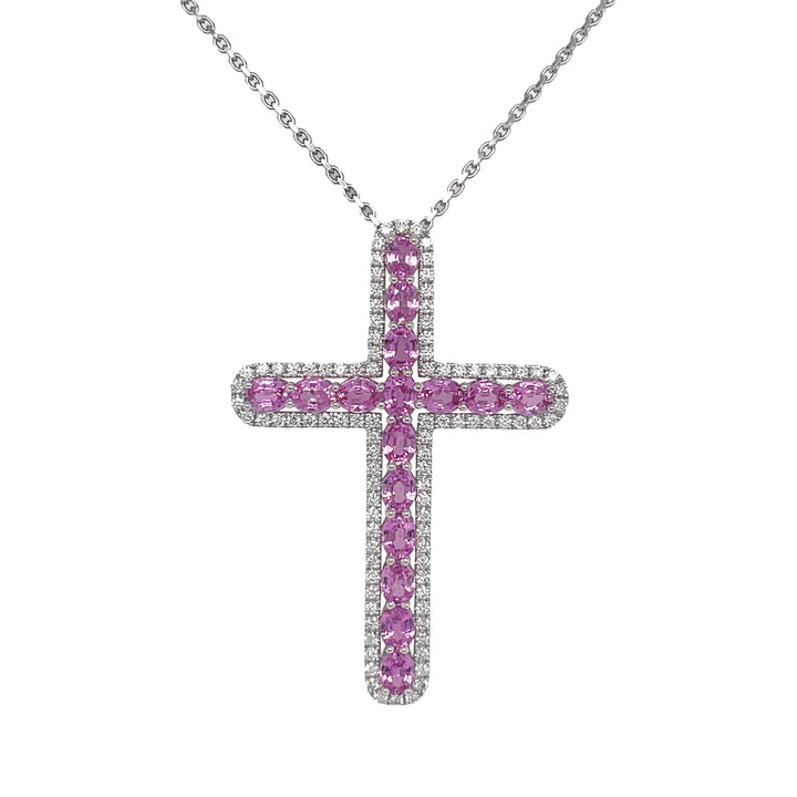 18Kt White Gold Diamond & Sapphire Pendant