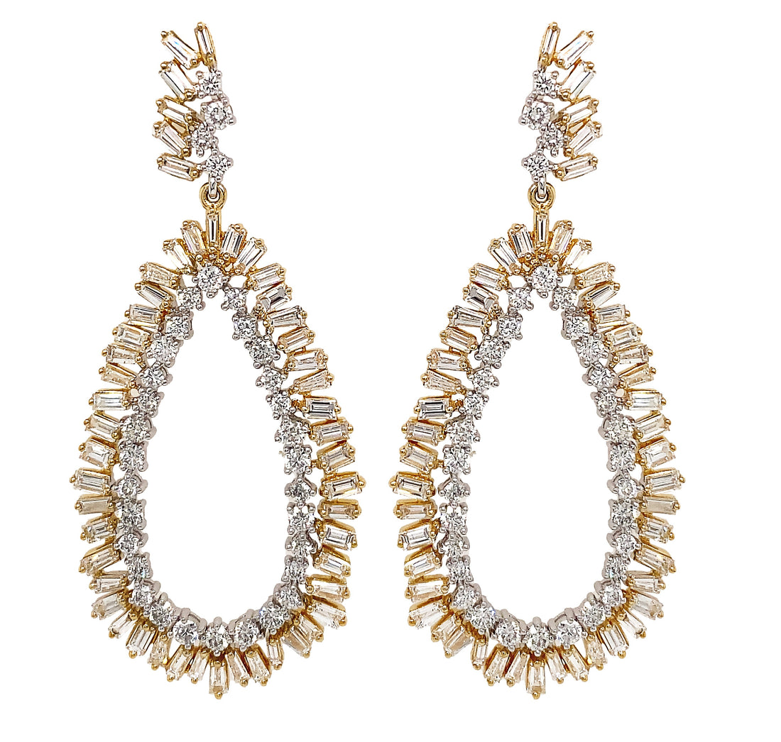 18kt White And Yellow Gold Diamond Earring