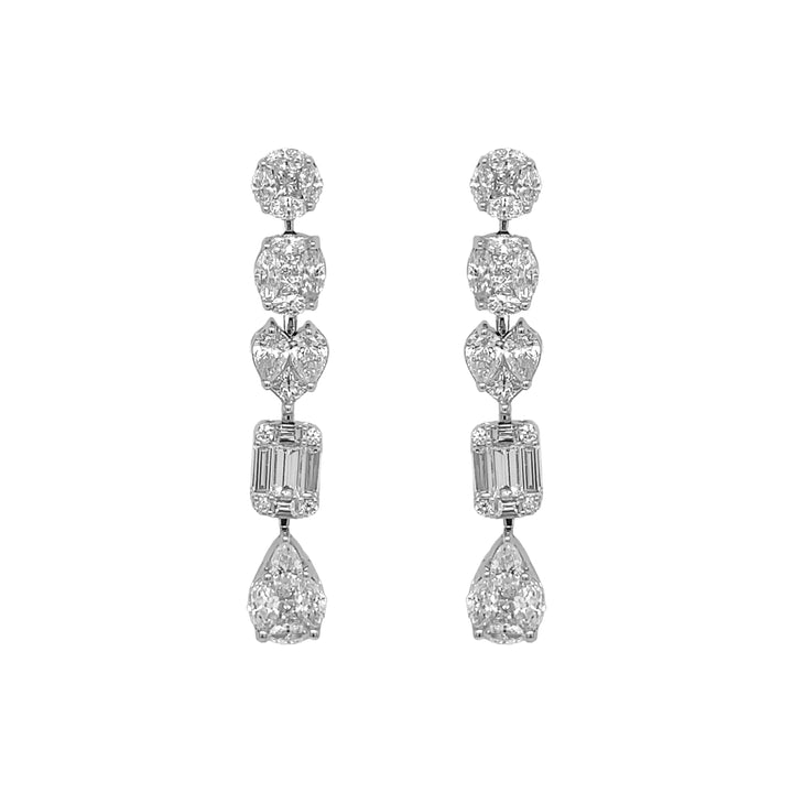 18kt White Gold Diamond Dangling Earrings