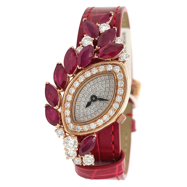 18kt Rose Gold Diamond And Ruby Watch