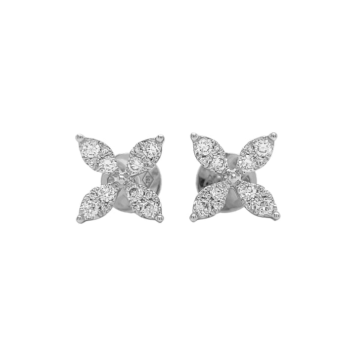 18kt White Gold Diamond Flower Earrings