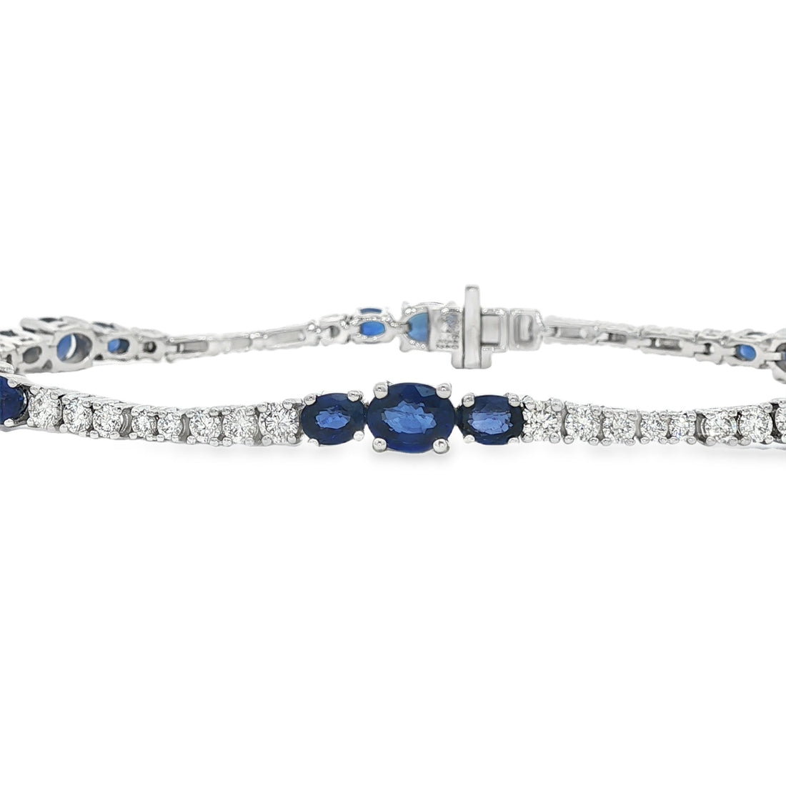 18kt White Gold Diamond And Sapphire Tennis Bracelet