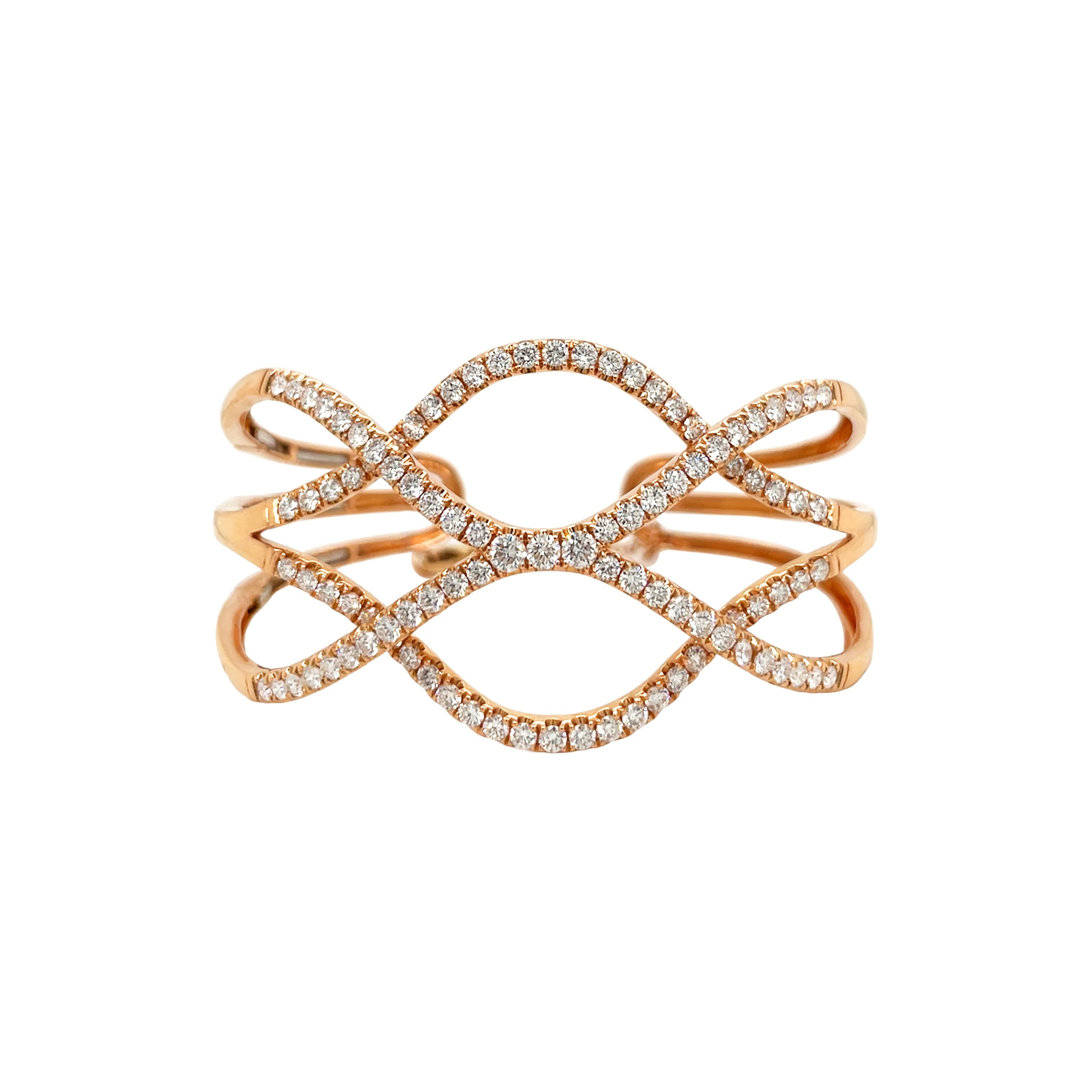 18kt Rose Gold Diamond Criss Cross Bangle