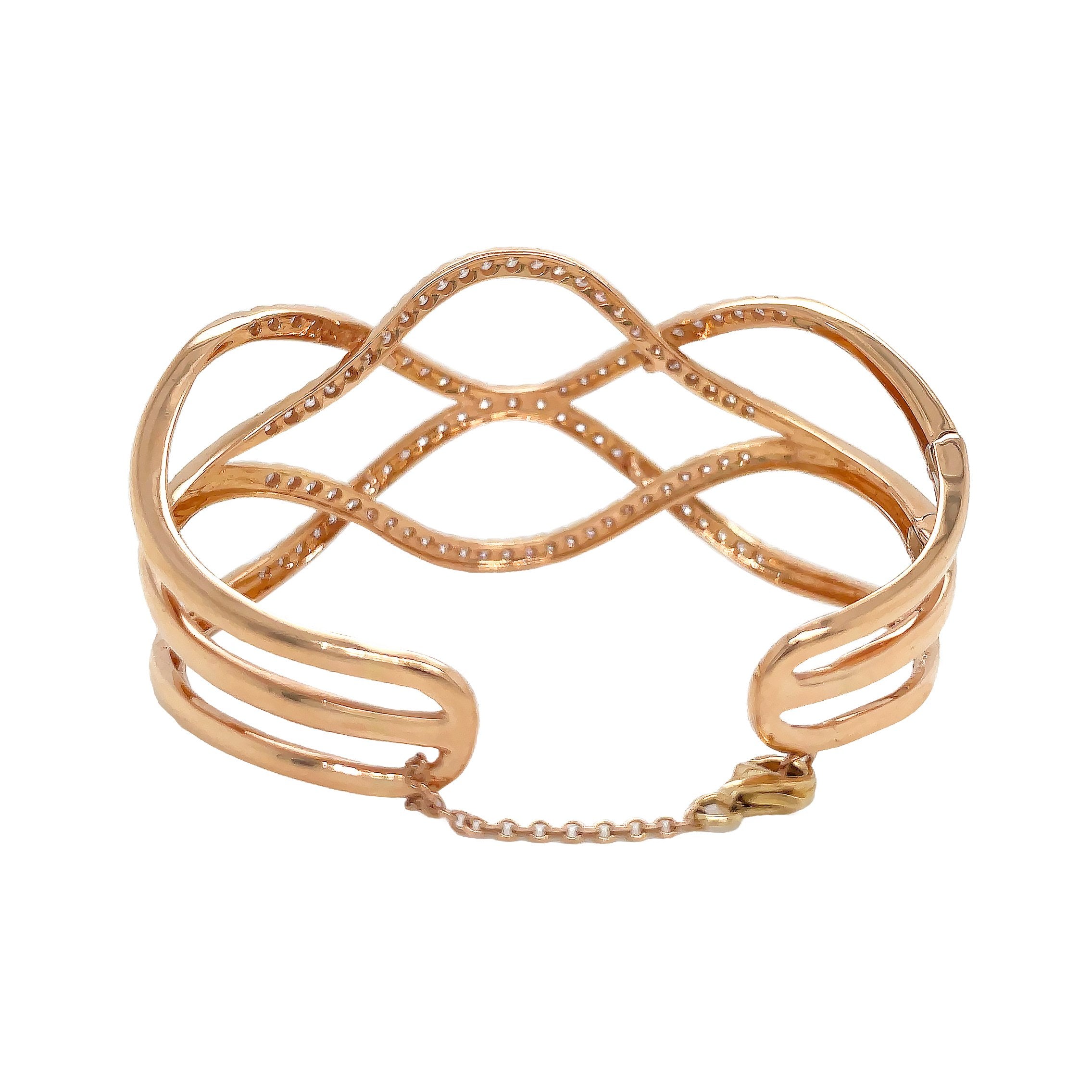 18kt Rose Gold Diamond Criss Cross Bangle