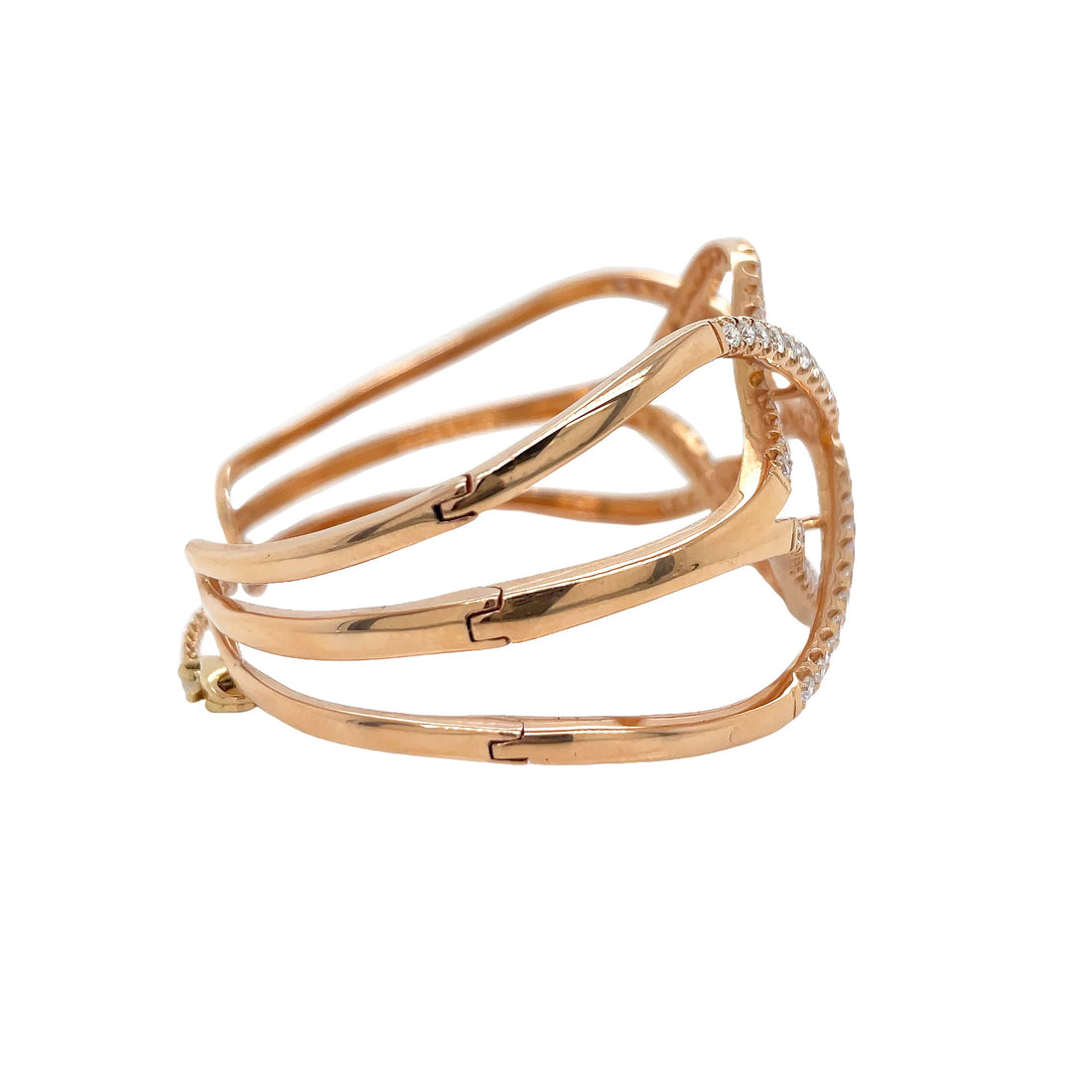 18kt Rose Gold Diamond Criss Cross Bangle