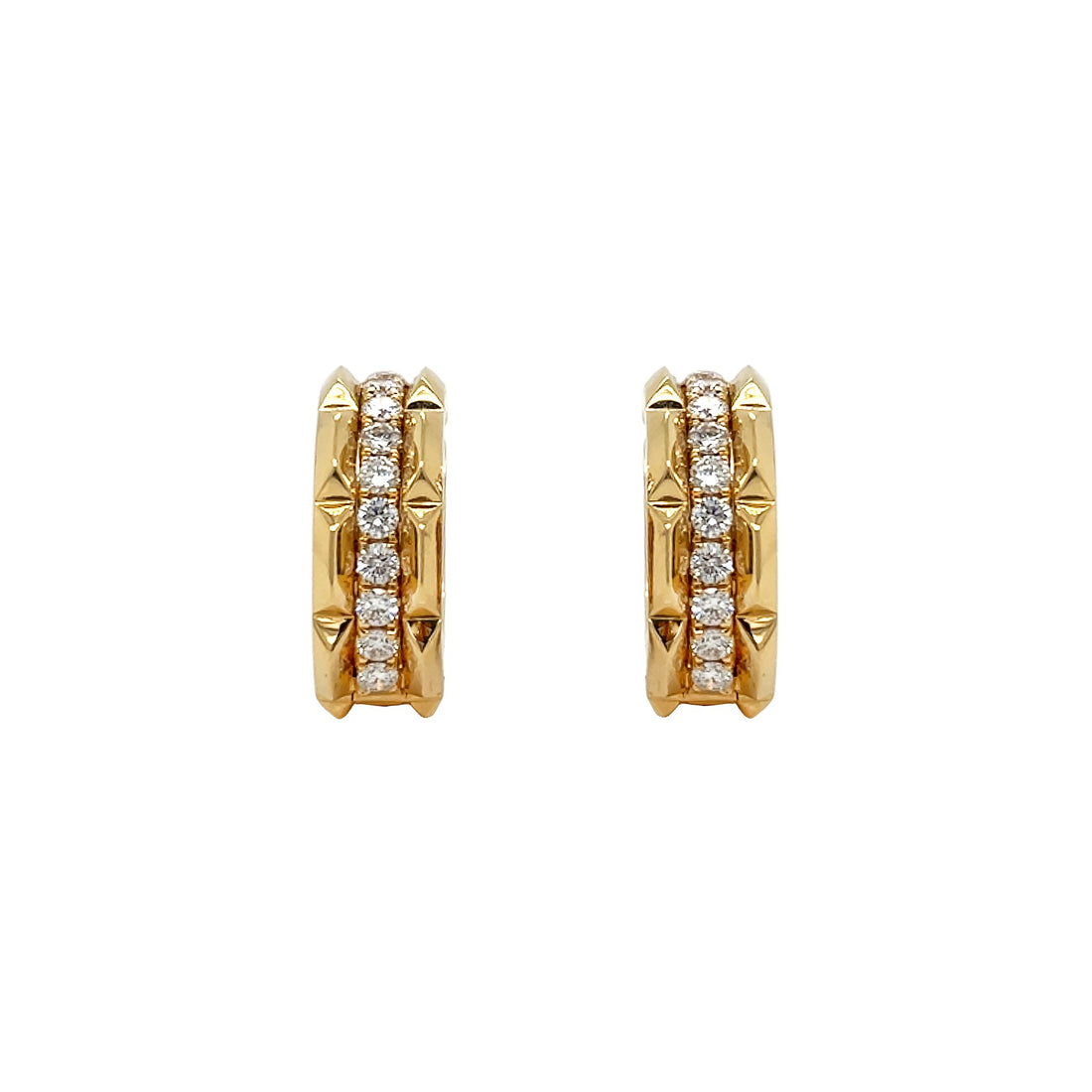 18kt Yellow Gold Diamond Hoops
