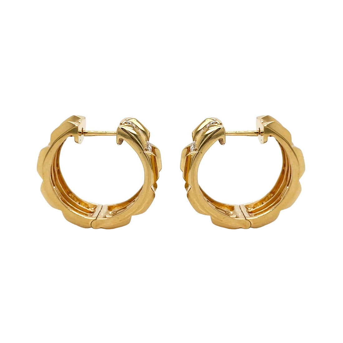 18kt Yellow Gold Diamond Hoops