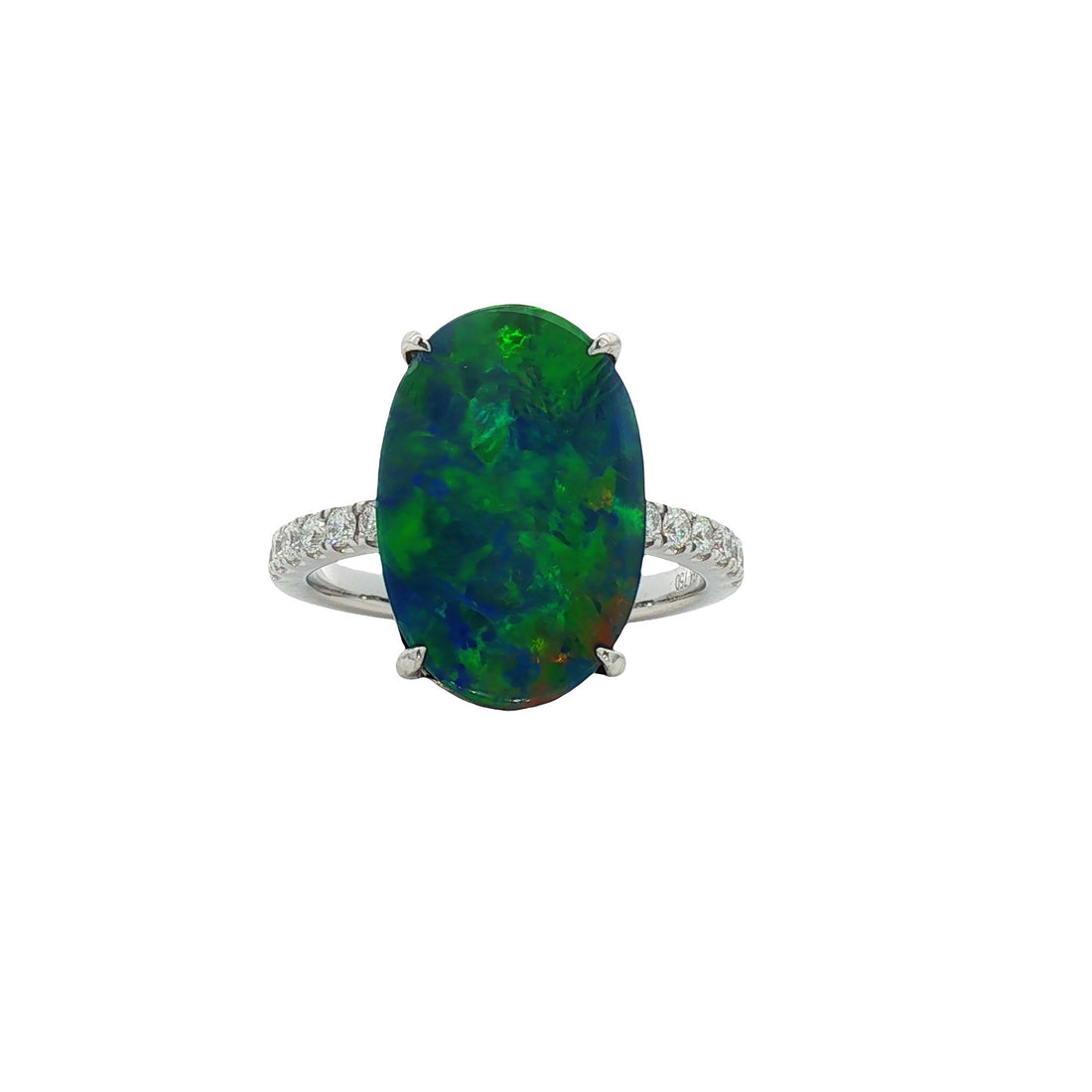 18kt White Gold Diamond And Opal Earrings