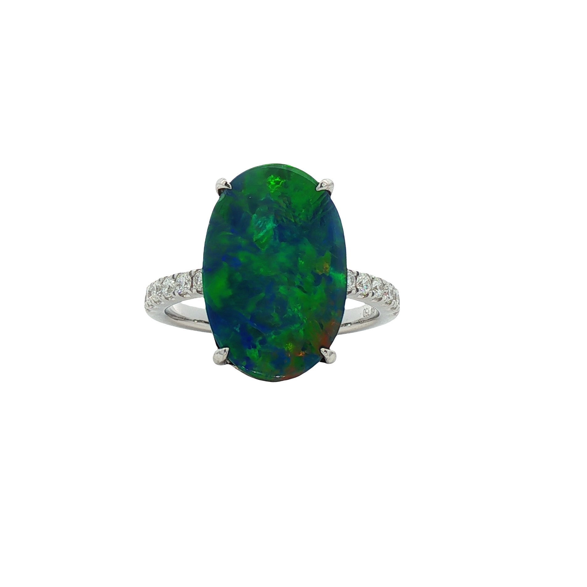 18kt White Gold Diamond And Opal Ring