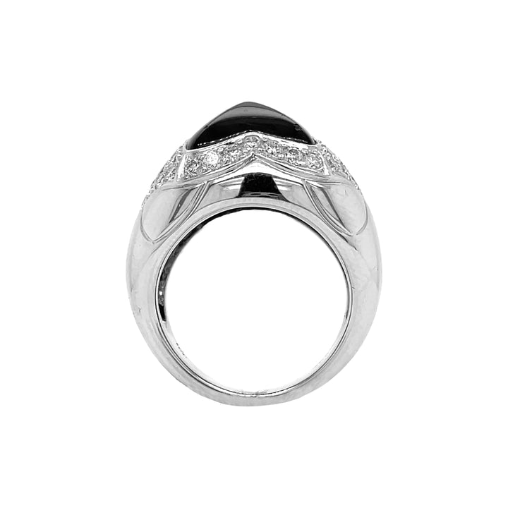 18kt White Gold Diamond Onyx Ring