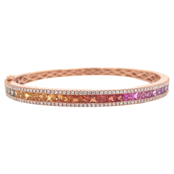 18kt Rose Gold Diamond Multi color Sapphire Bracelet