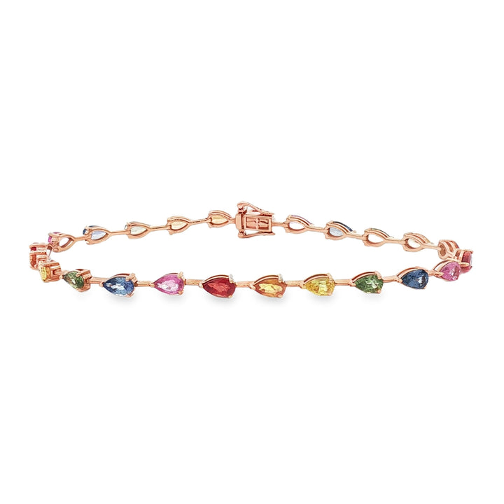 18kt Rose Gold Diamond And Sapphire Tennis Bracelet