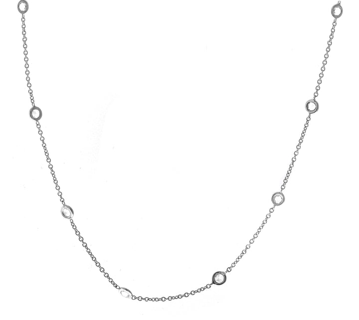 18kt White Gold Rose Cut Diamonds By The Inch Necklace
