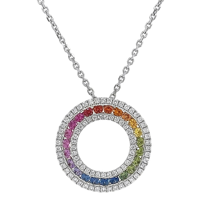 18kt White Gold Diamond and Sapphire Pendant