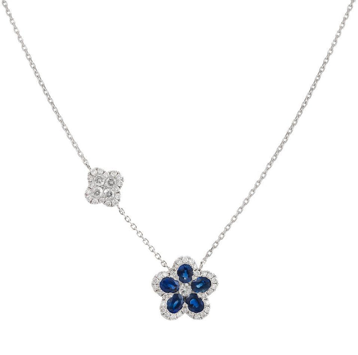 18kt White Gold Diamond and Sapphire Necklace