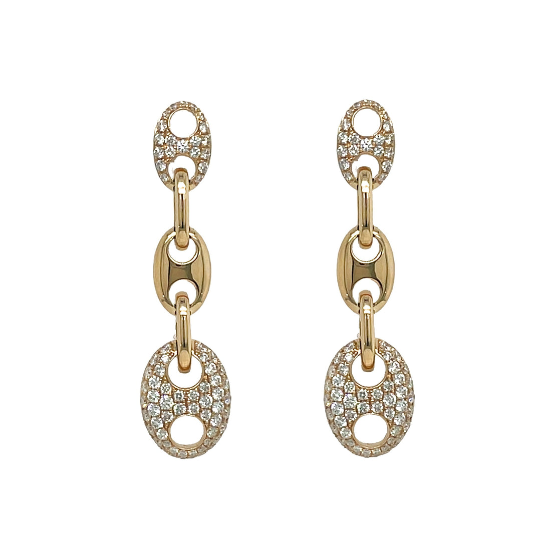 18kt Yellow Gold Diamond Link Earrings