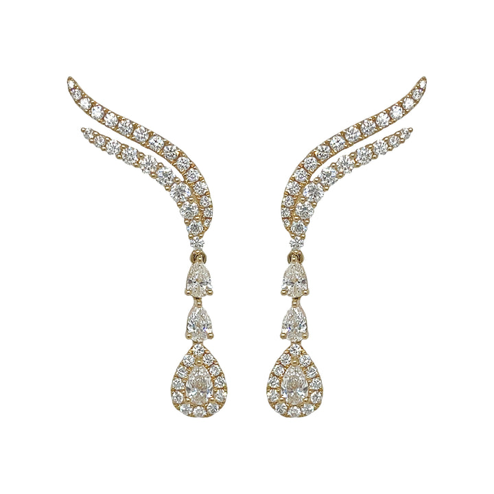 18kt Yellow Gold Diamond Dangling Earrings