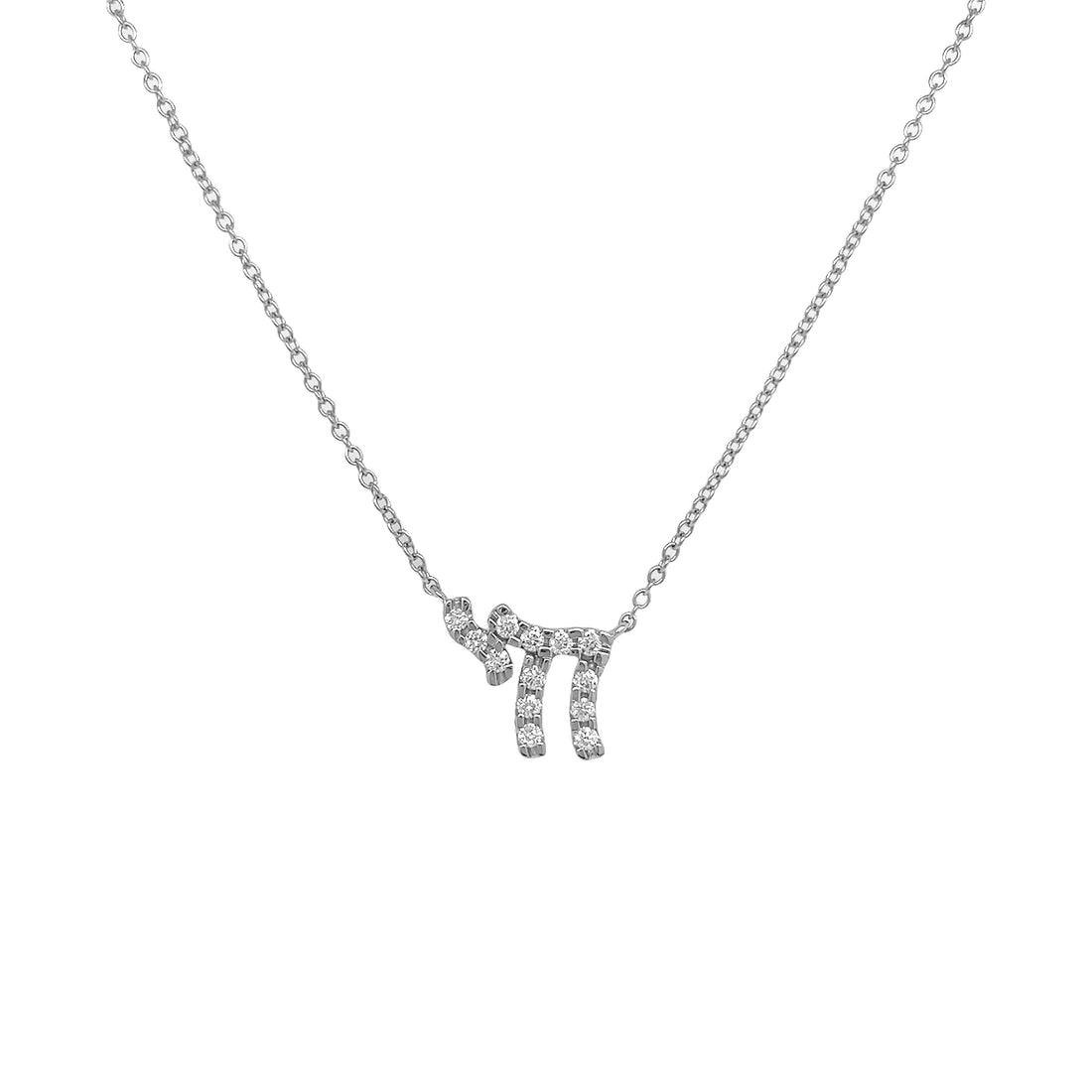 18kt White Gold Diamond Chai Pendant