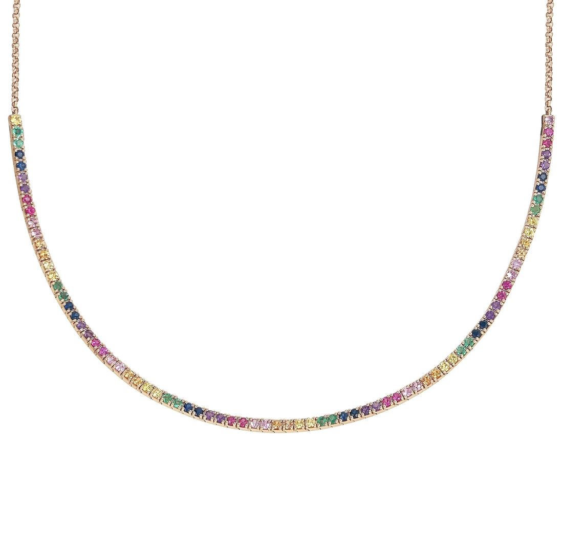 18kt Rose Gold Diamond And Sapphire Necklace