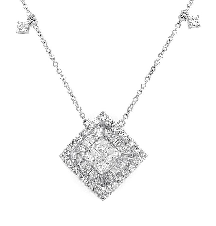 18kt White Gold Square Pendant