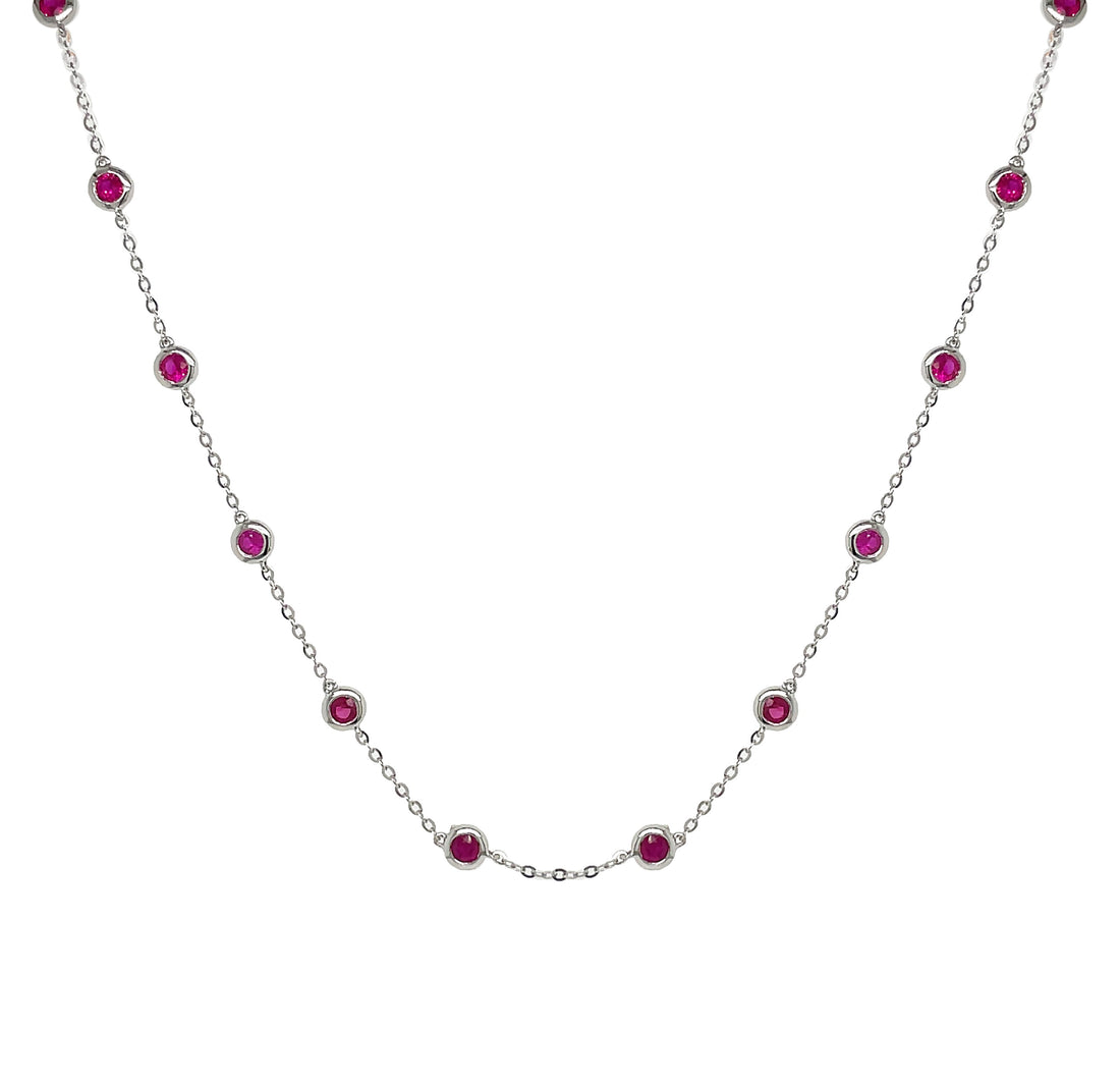 18kt White Gold Ruby Necklace