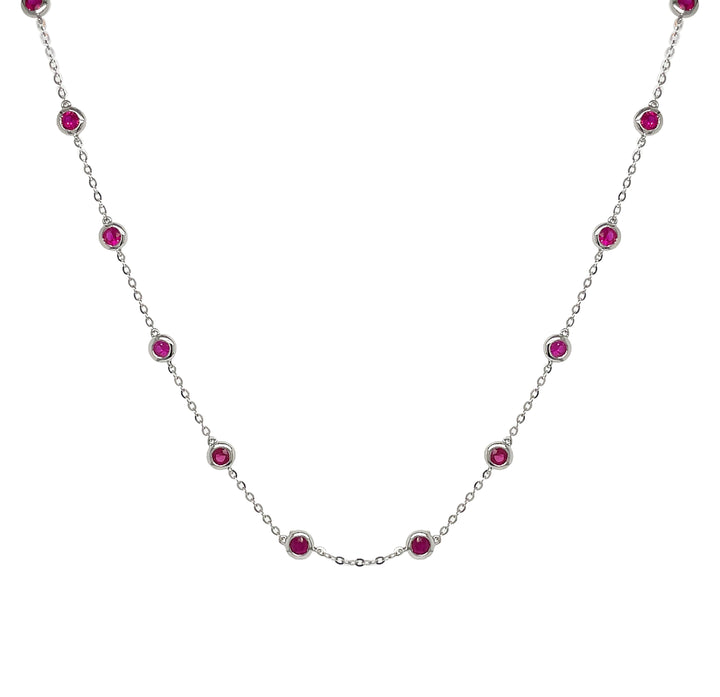 18kt White Gold Ruby Necklace