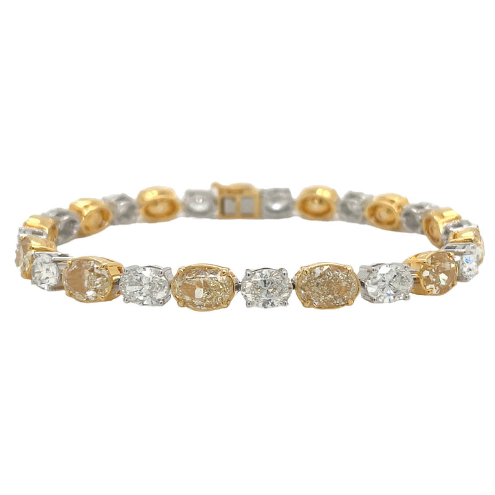 18kt White and Yellow Gold Diamond and Yellow Diamond Tennis Bracelet