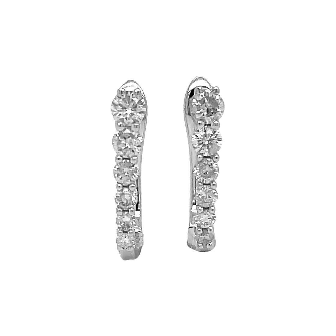 18kt White Gold Diamond Huggie Earrings.