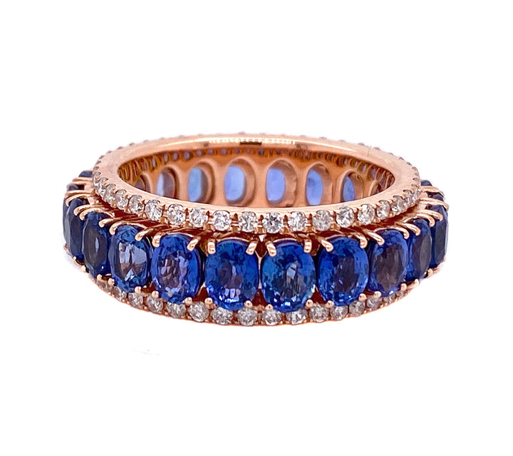18kt Rose Gold Diamond And Sapphire Band