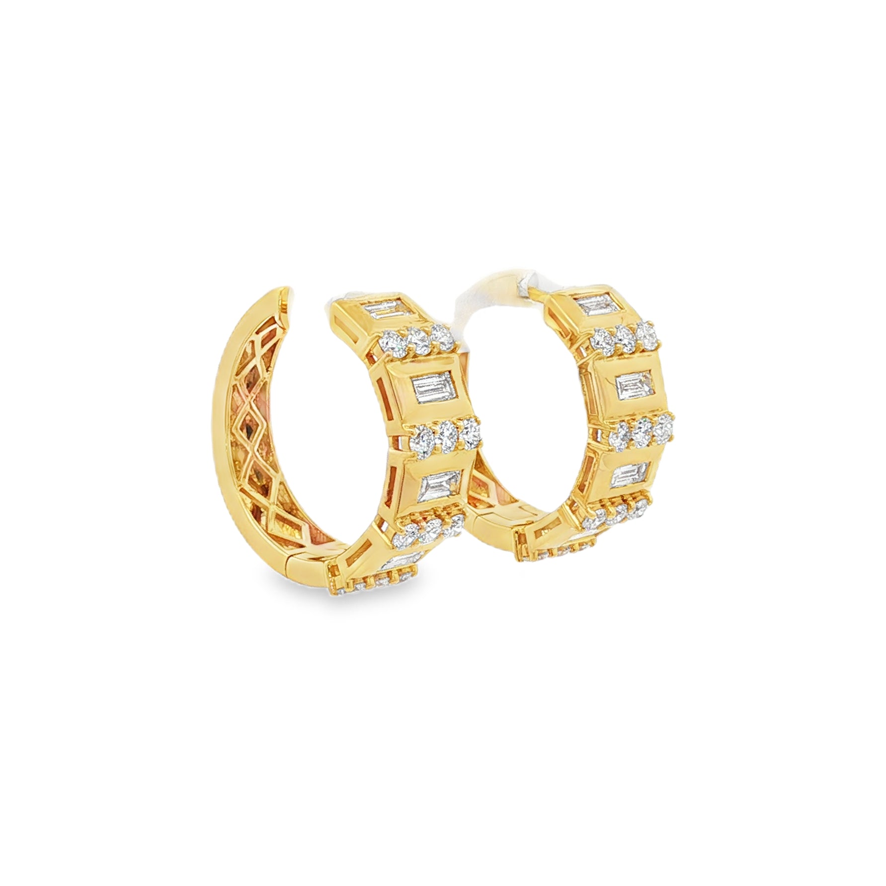 18kt Yellow Gold Diamond Hoops
