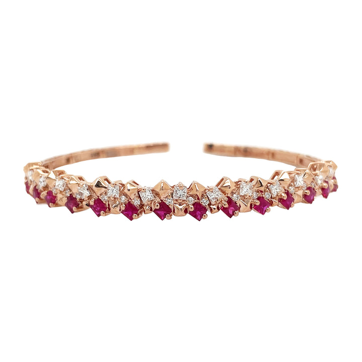 18kt Rose Gold Diamond and Ruby Bangle