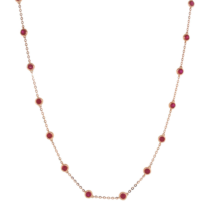 18kt Rose Gold Ruby Diamonds-by-the-inch Necklace