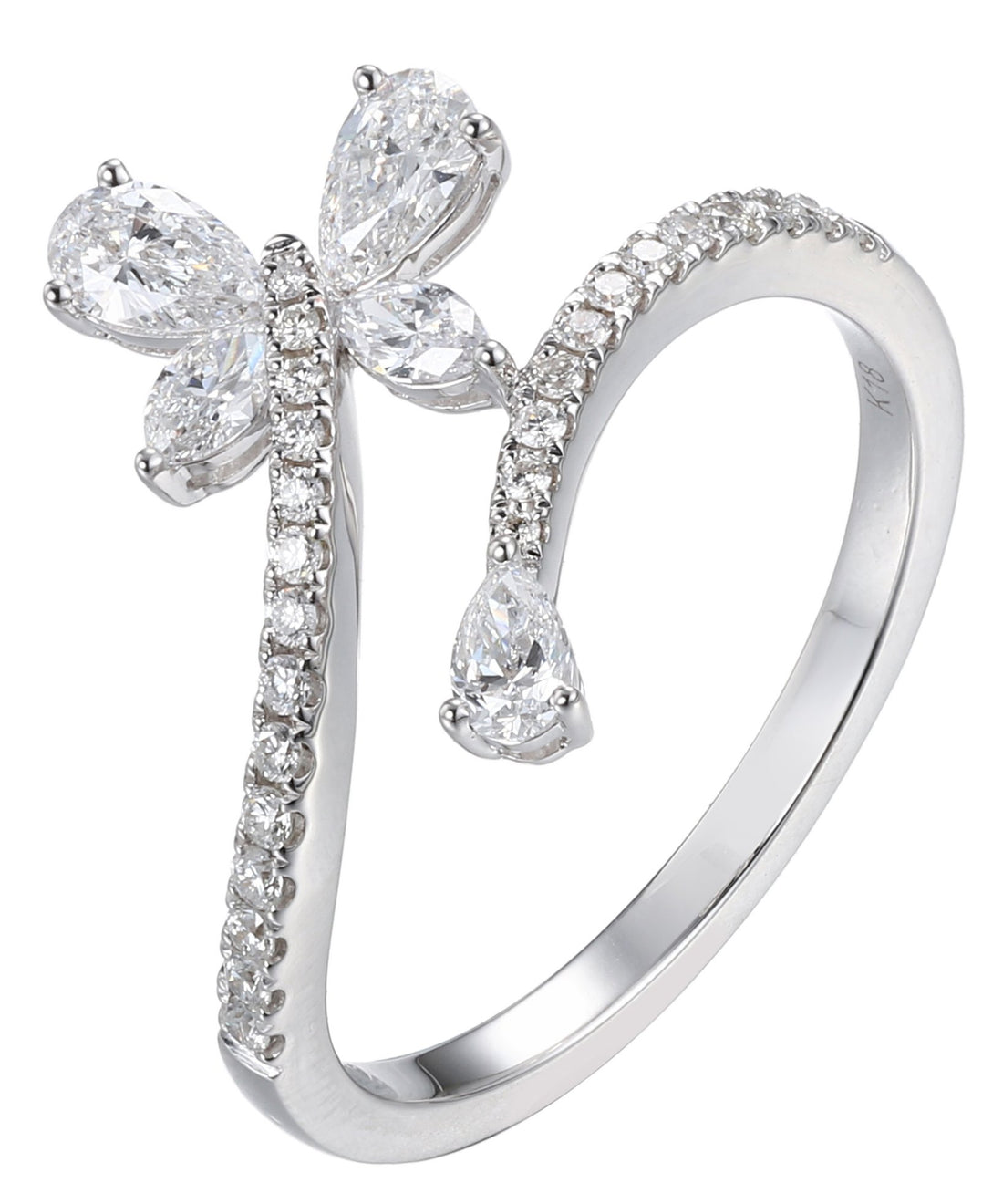 18kt White Gold Diamond Butterfly Ring