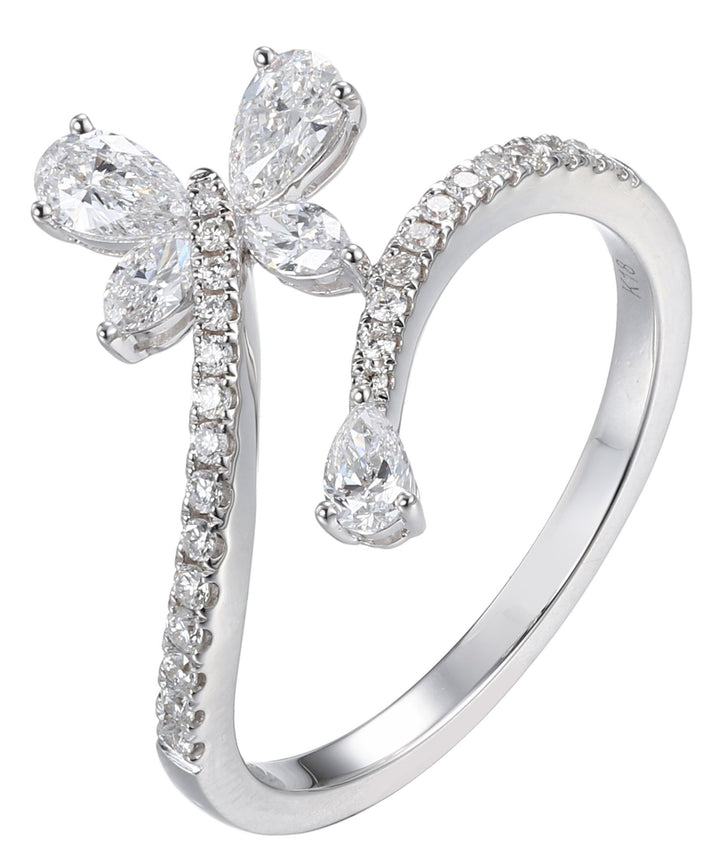 18kt White Gold Diamond Butterfly Ring