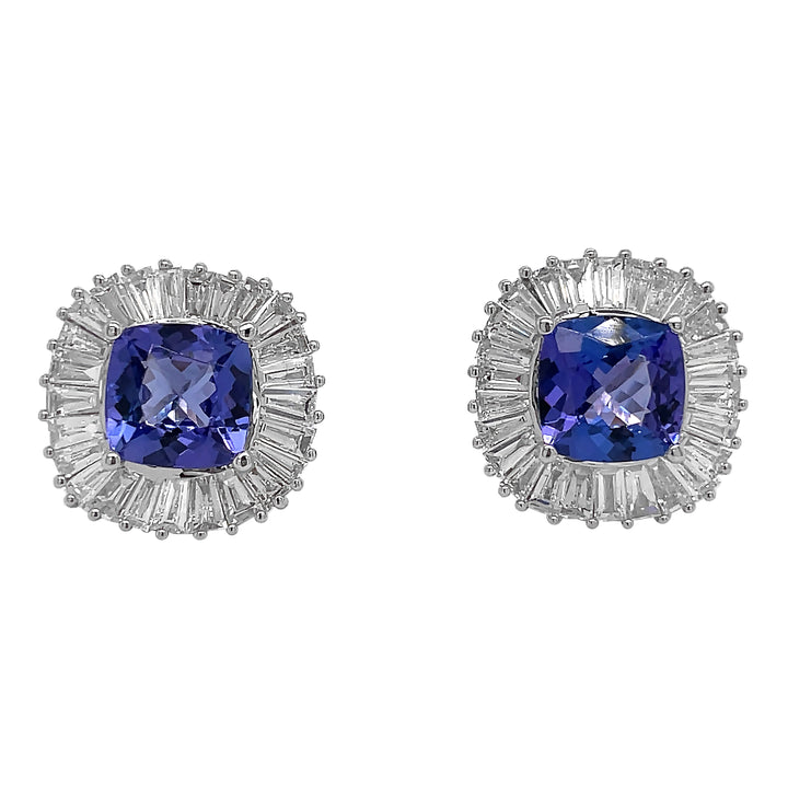 18kt White Gold Diamond and Tanzanite Earrings.