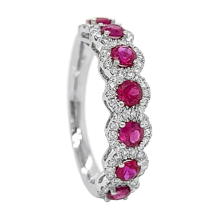 18kt White Gold Diamond And Ruby Band